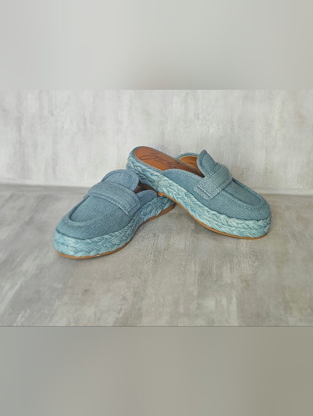 Zodiac Women's Gizelle Blue Denim Platform Espadrille Mules Slides Size 7